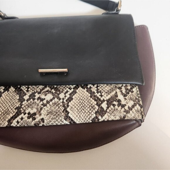 ZARA | Snakeskin leather shoulder bag black burgundy red - Picture 3 of 5